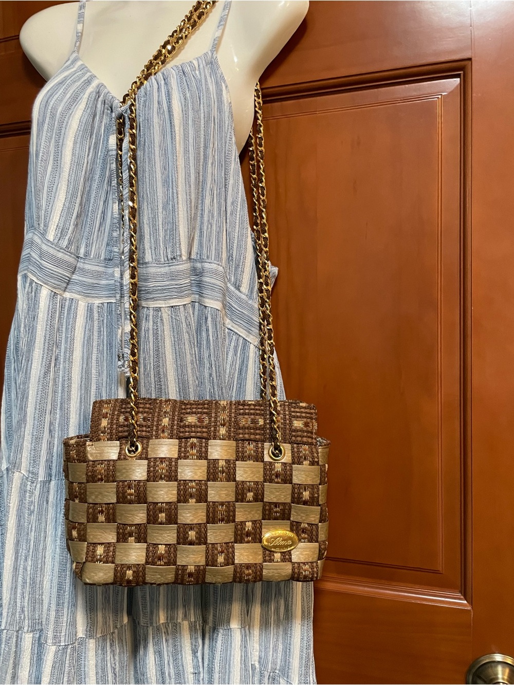 Vintage Italian Creazioni Alma Woven Check Crossbody/Shoulder Bag